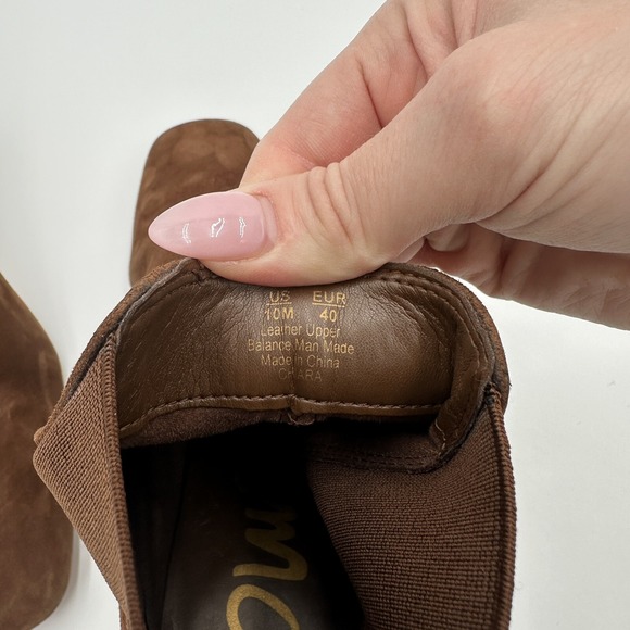 Sam Edelman Chara Brown Suede Ankle Boots Womens Size 10 Square Toe Pull On - Picture 6 of 10